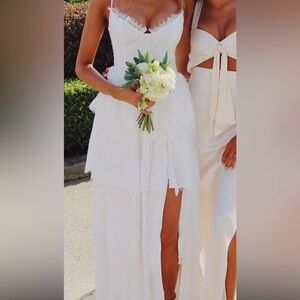 Elegant White Tiered V. Chapman Gown